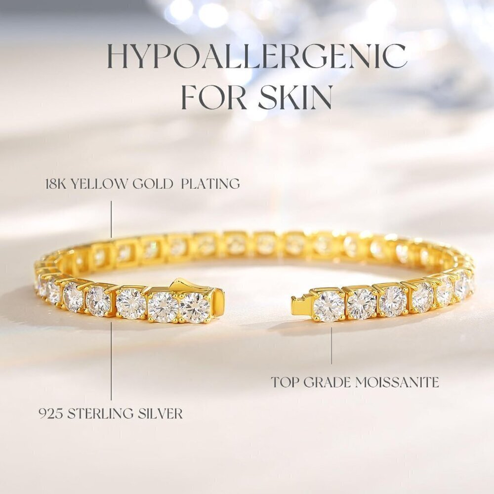 🔥Fancime Tennis Bracelet Women Yellow Carats Lab-Grown Diamond Sterling Jewelry - Picture 3 of 7